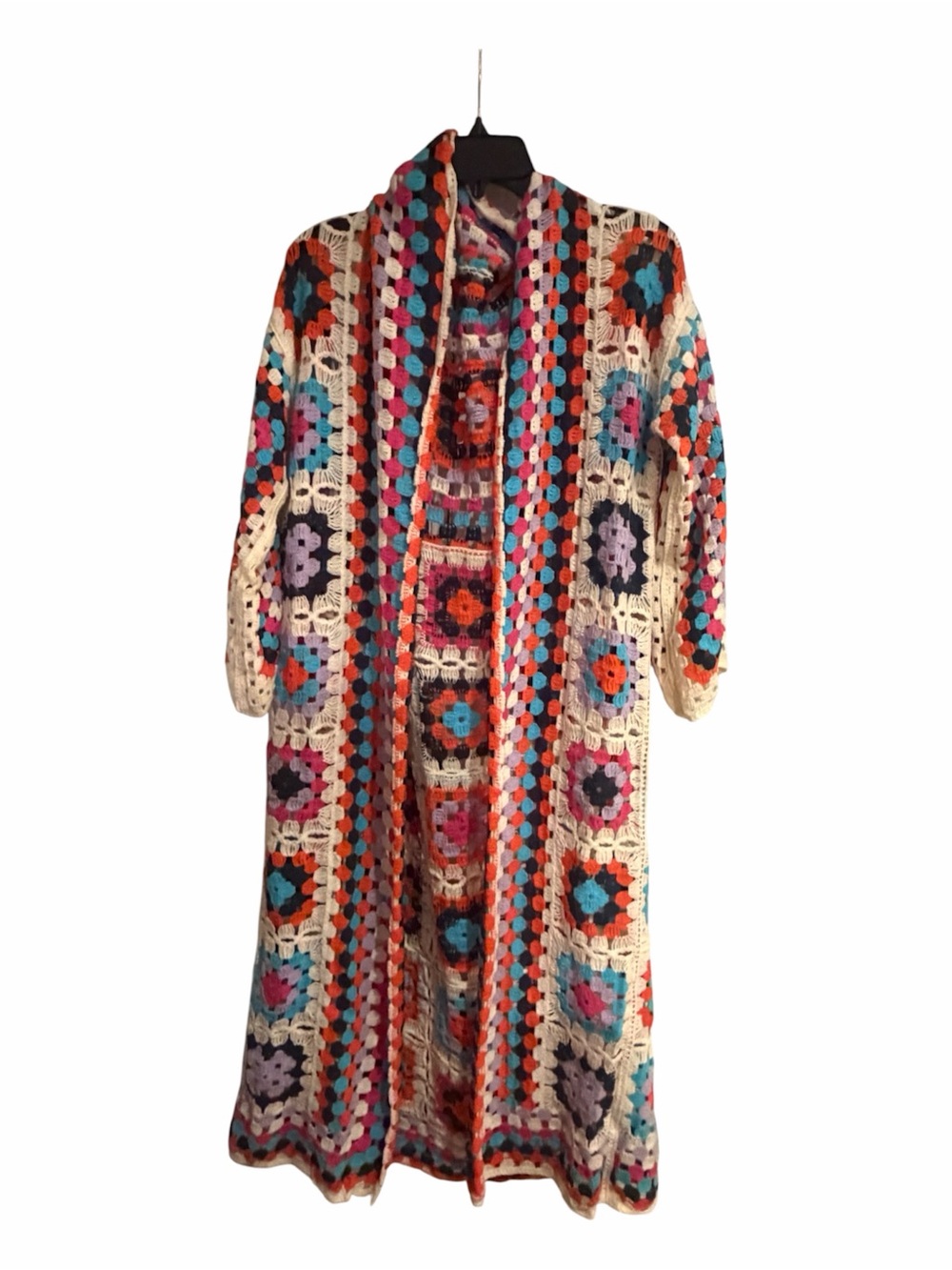 POL NWT Multicolor Crochet Longline Coatigan
